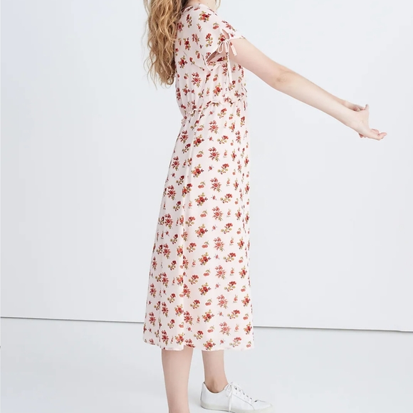 Madewell Tie-Sleeve Ruffle-Waist Midi Dress - Picture 2 of 14